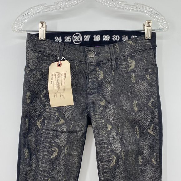 EARNEST SEWN NWT AUDREY REPTILE PRINT STRAIGHT LEG BLACK/WHITE WOMENS SIZE 26 - Picture 2 of 7